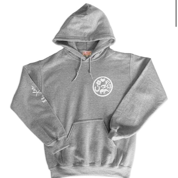 Jennifer Meyer Women's Size Large Grey White Good Luck Charm Hoodie Sweatshirt - Picture 6 of 16